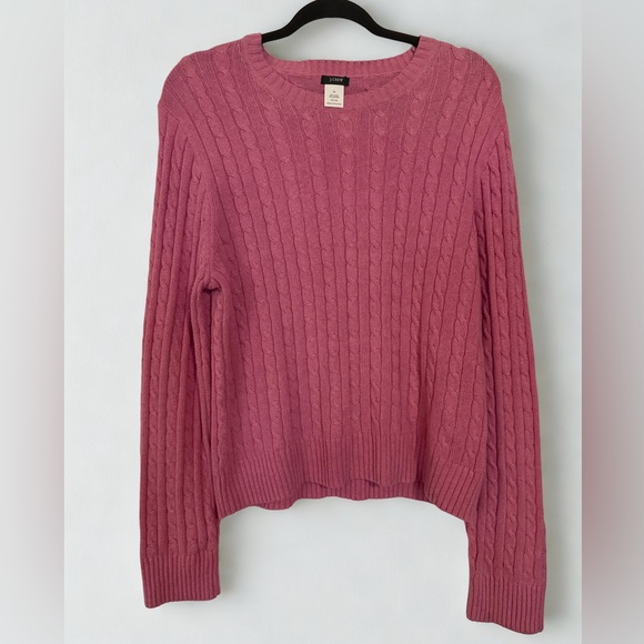 J. Crew Sweaters - J. Crew Cashmere Cotton Blend Vibrant Pink Cable Knit Sweater